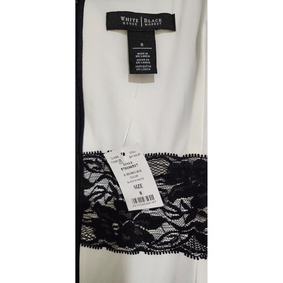 NWT WHBM Sleeveless Mixed Print Sheath Dress Size 8 White Black Style 570106517 - Picture 5 of 7